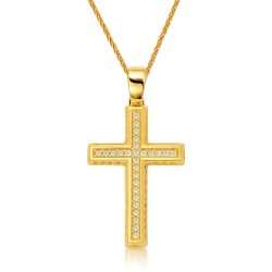 Χρυσός γυναικείος βαπτιστικός σταυρός Κ9 με αλυσίδα